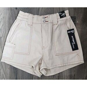 Simple Society Super High Rise Beige Jean Shorts Carpenter Size 3/26 Juniors